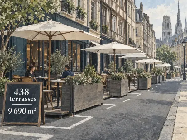 Illustration - Terrasses dans les rues de Rouen