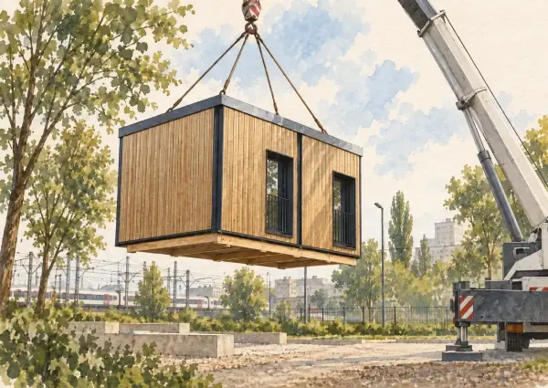 Illustration - Modules en bois sur site SNCF