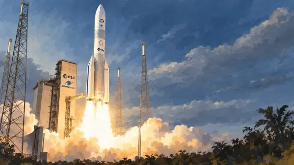 Lanceur européen et satellites en orbite