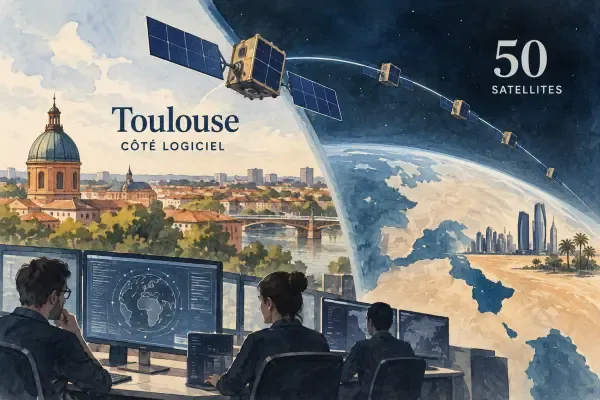 Illustration - Satellite et centre d’opérations toulousain