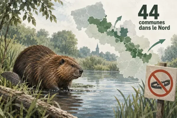 Illustration - Castor au bord d’un cours d’eau