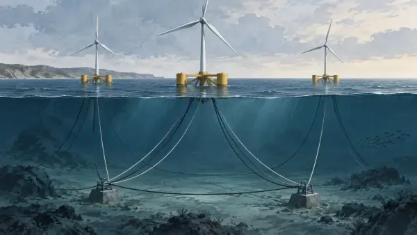 Illustration - Ancres d’éoliennes flottantes en mer