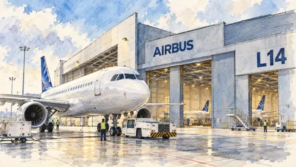 Illustration - A320 devant un centre de livraison