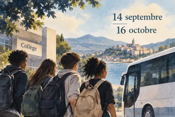 Illustration - collégiens en voyage scolaire