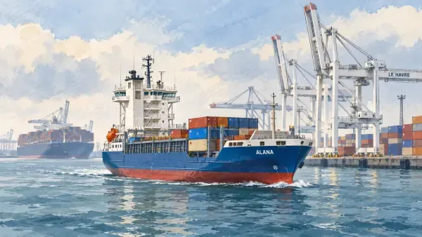 Porte-conteneurs au port du Havre