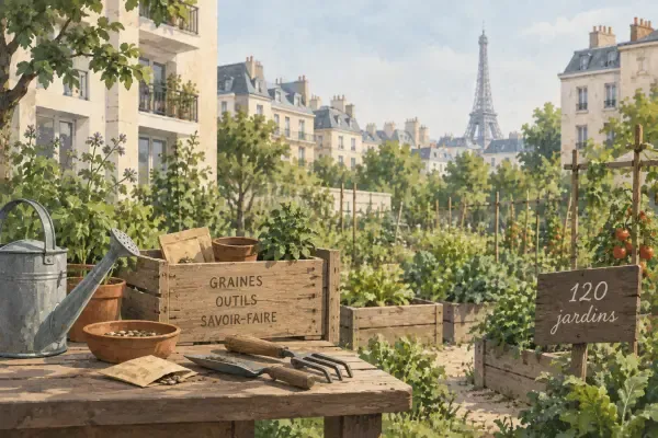 Jardiniers dans un jardin partagé parisien