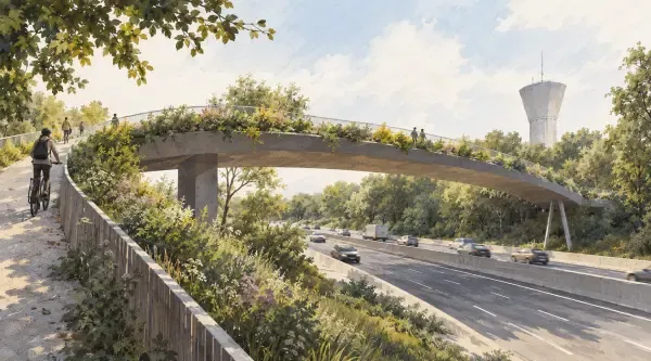 Passerelle cyclable franchissant la RN10