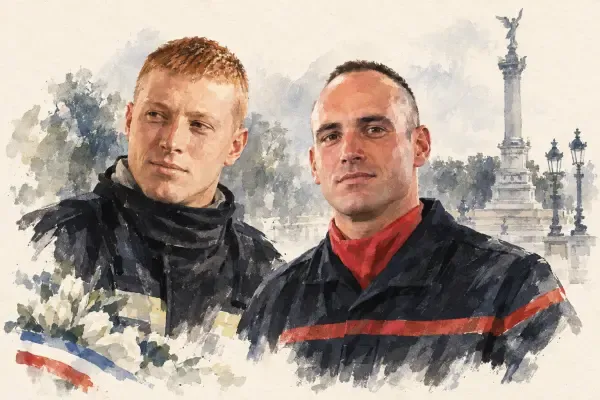 Illustration - hommage aux deux pompiers