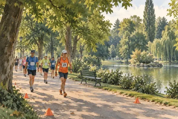 Illustration - marcheurs au parc Barbieux