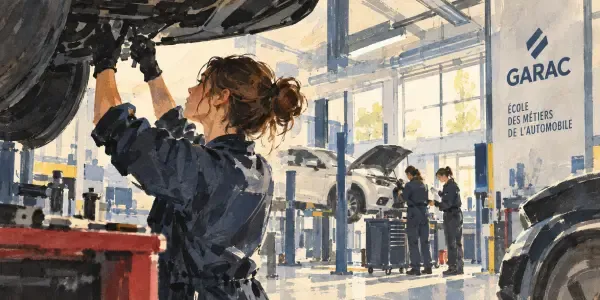 Illustration - jeunes femmes en atelier automobile