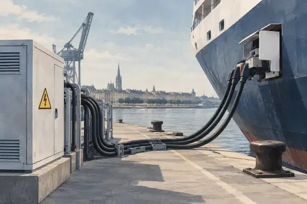 Illustration - Navire branché au quai