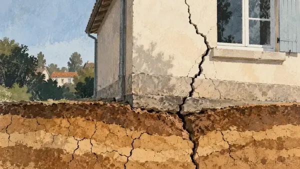 Illustration - Maisons sur sol argileux fissuré