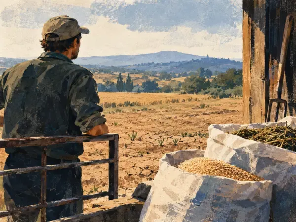 Illustration - Exploitation agricole frappée par la sécheresse