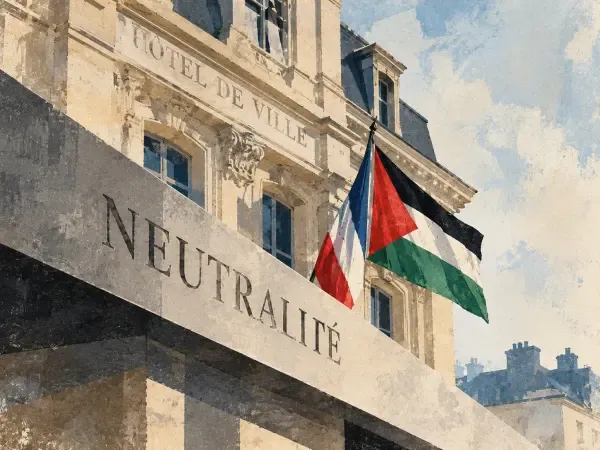 Illustration de trois hôtels de ville