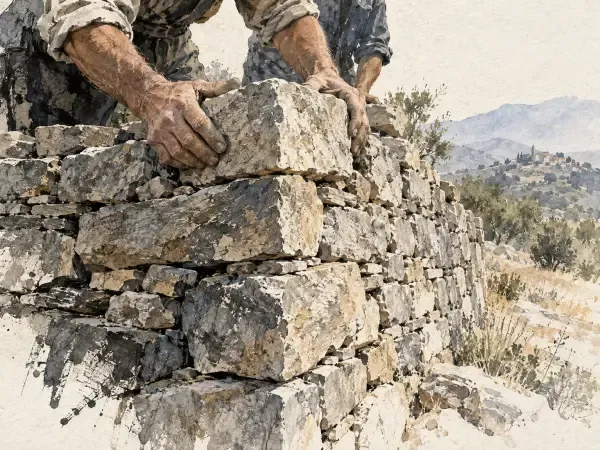 Illustration - Mur en pierre sèche à Collongues