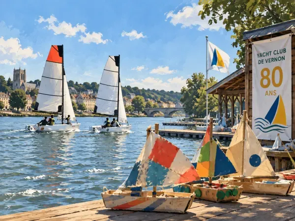 Illustration - Voiliers et petits bateaux à Vernon