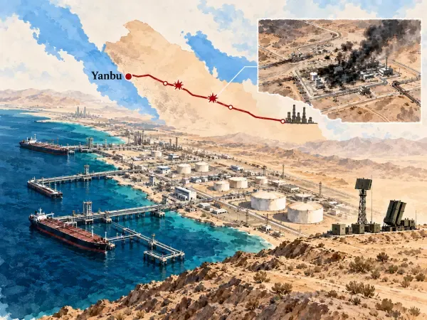 Illustration du corridor pétrolier de Yanbu
