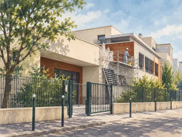 Illustration de l’école et ses brise-soleil