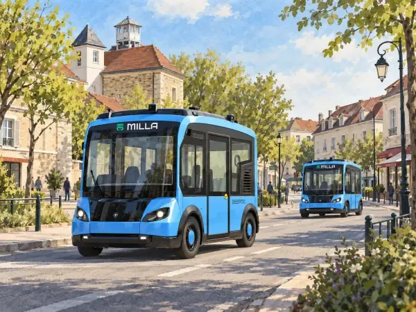 Deux navettes autonomes en circulation urbaine
