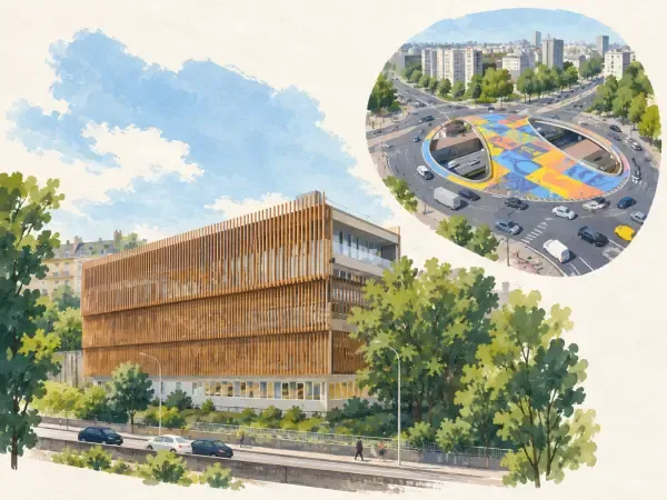 Illustration - gymnase et périphérique à Vincennes