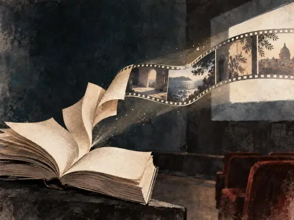 Illustration - livre devenant film