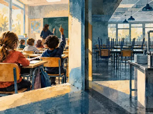 Illustration d’une école en grève