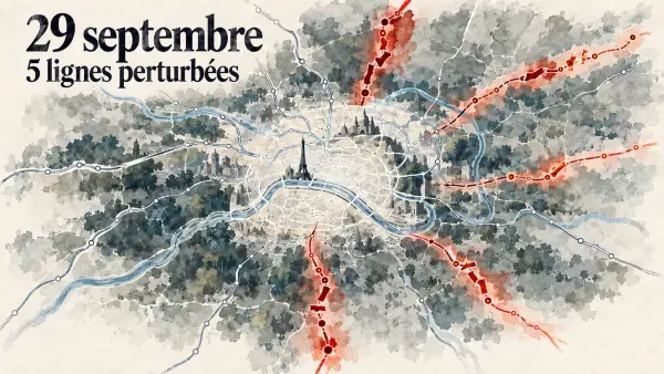 Illustration des transports franciliens perturbés