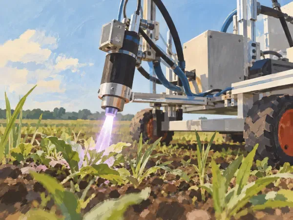 Illustration - Torche à plasma au-dessus des herbes