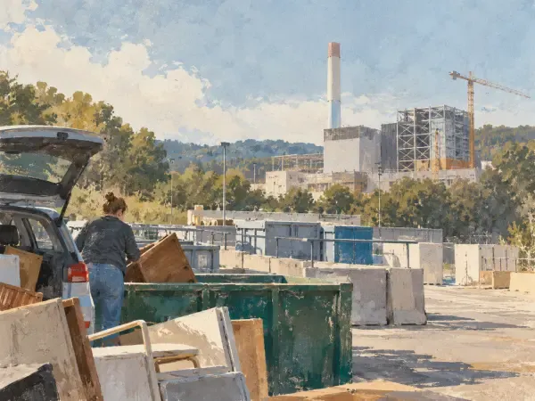 Illustration - déchèterie devant un chantier industriel