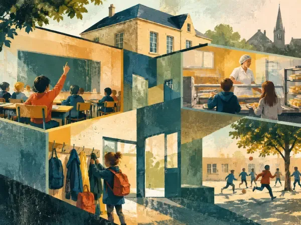 Illustration - école et services publics