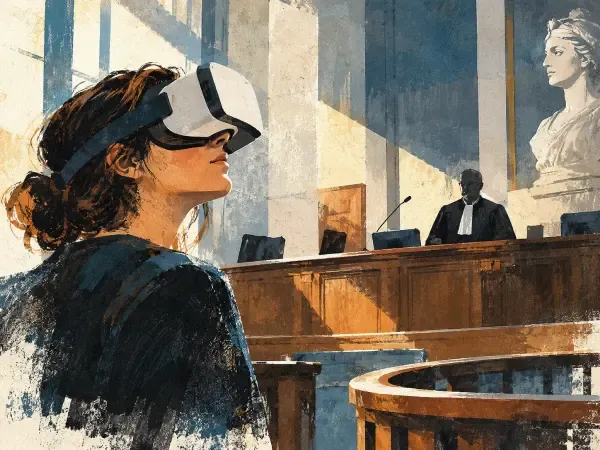 Illustration - Casque VR dans un tribunal