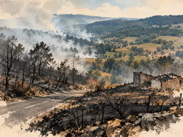 Illustration - feu dans le Beaujolais vert