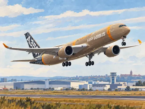 Illustration du premier vol de l’A350F