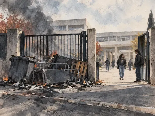 Illustration - blocage devant un lycée