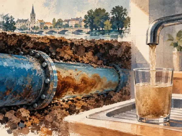 Illustration - Canalisation et eau colorée à Saint-Maur