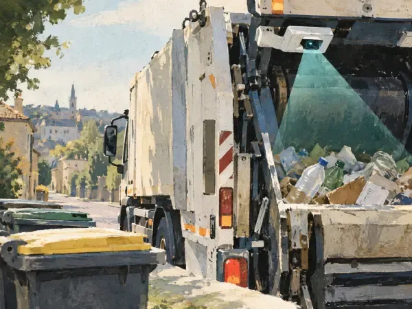 Illustration - camion et tri des déchets