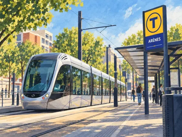 Illustration - Tram toulousain près d’un lycée
