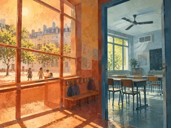 Illustration d’une école parisienne rafraîchie