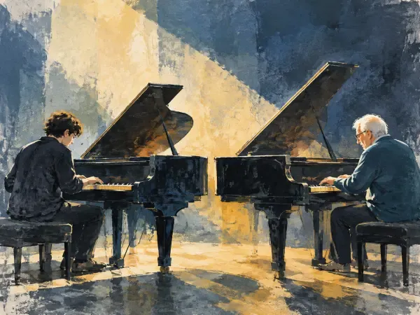 Illustration - Deux pianistes face à face