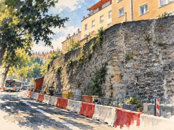 Mur de soutènement au-dessus de Choulans