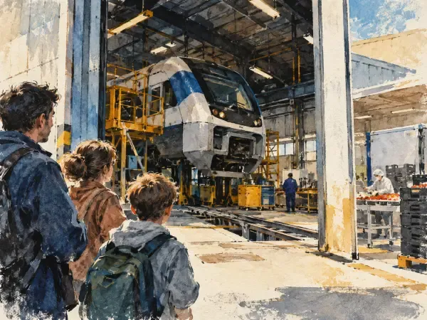 Illustration de trois lieux de travail
