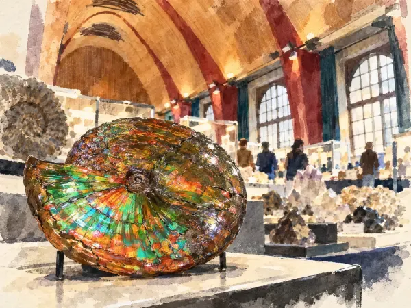 Ammolite irisée et ammonite fossile