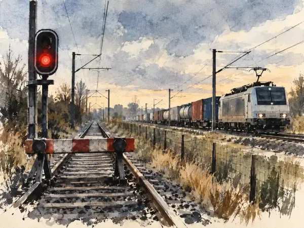 Illustration - TER immobilisé près d’un passage à niveau