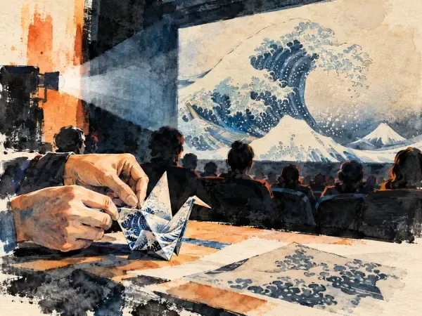 Illustration - Hokusai, origami et cinéma
