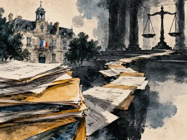 Illustration - Tribunal et dossiers de marchés publics