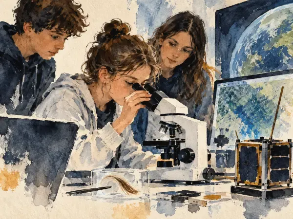 Illustration - élèves dans un laboratoire