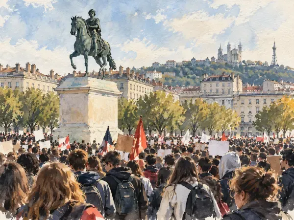 Illustration - manifestation lycéenne à Lyon