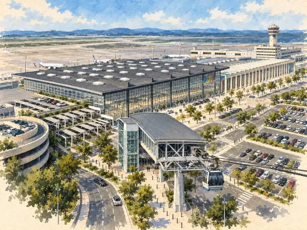 Téléphérique entre gare et aéroport