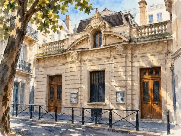 École parisienne et drapeaux européens