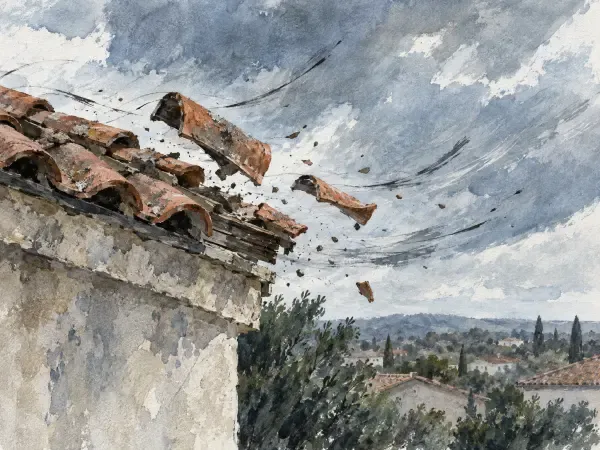 Illustration - Toitures endommagées à Gignac
